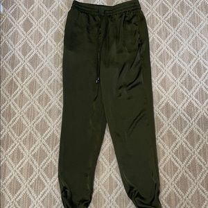 Lucy Paris Olive Green Silk Jeannie Pant, XS
